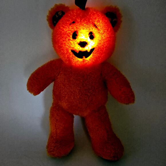 Build A Bear Orange Pumpkin Bear Glow Light Up Halloween 17” Plush WORKING - Picture 8 of 13
